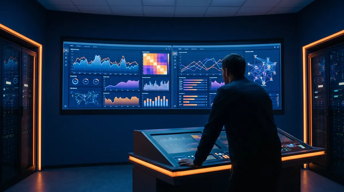 Vergleich zweier Marktplatz-Strategien auf einem analytischen Dashboard im Tech-Command-Center