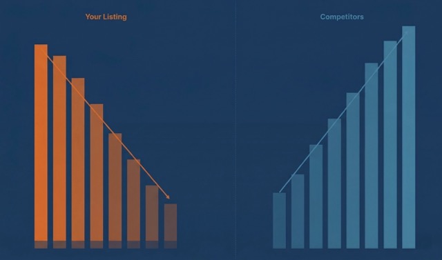 Comparison: non-optimized listing loses visibility to competitor