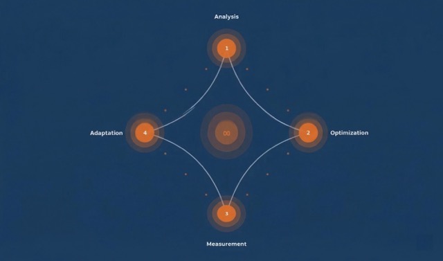4-phase cycle of listing optimization: analysis, optimization, measurement, adjustment