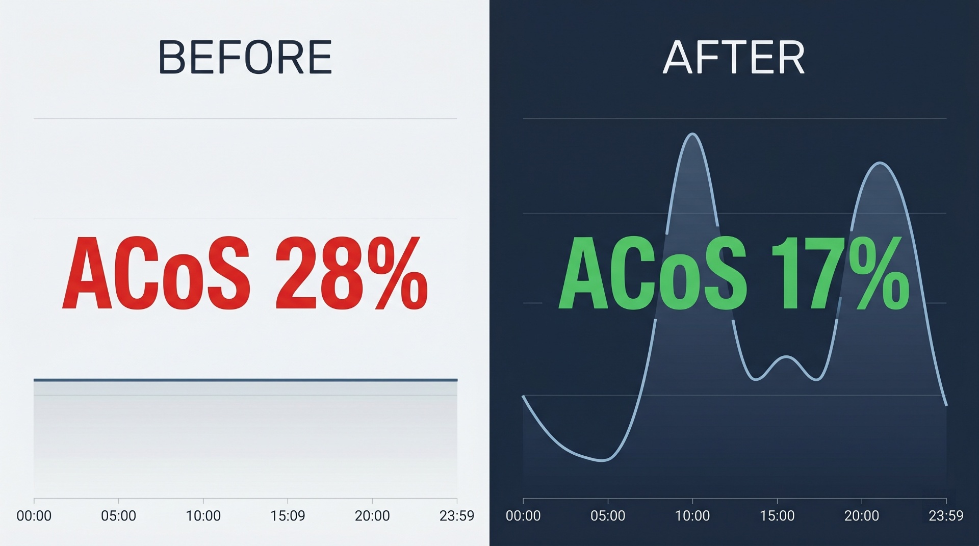 Results dashboard: ACoS reduction through dayparting